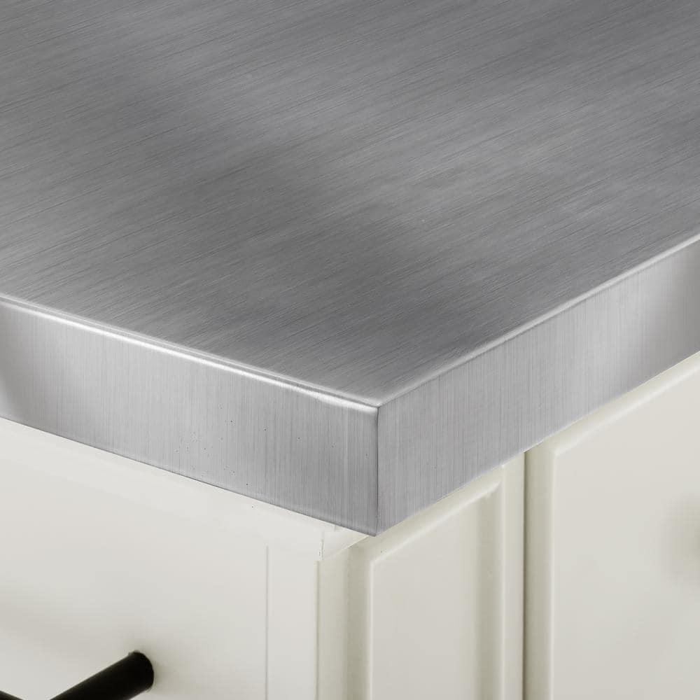 Julia 50'' White and Stainless Steel Kitchen Island Set with Stools