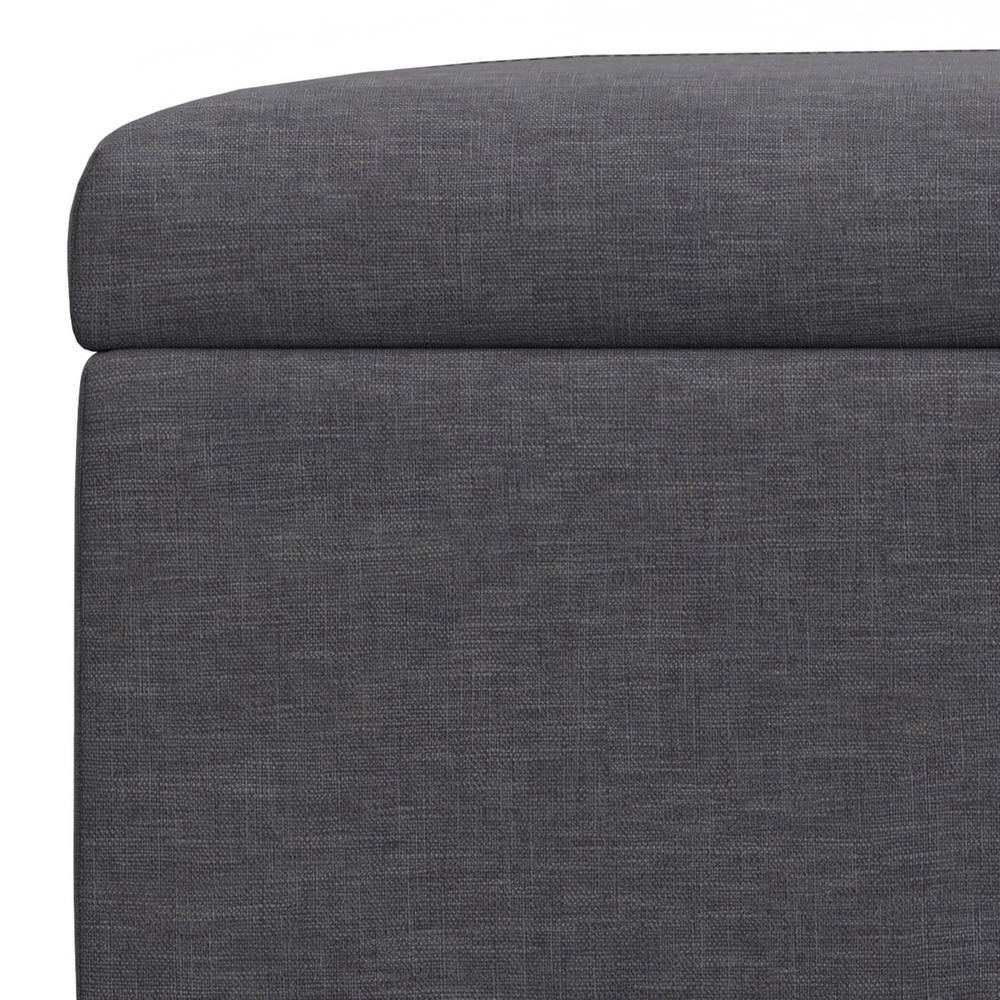 Gabbie Slate Grey Polyester Linen Storage Ottoman