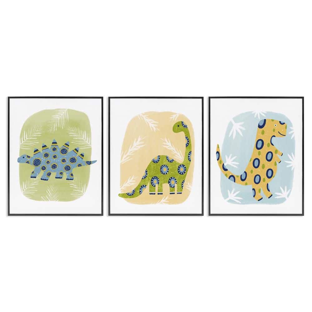 Three Patterned Dinosaurs by Lisa Nohren 3-Pieces Black Framed Animal Giclee Art Print 14 in. x 11 in. price history on PriceWatchPro