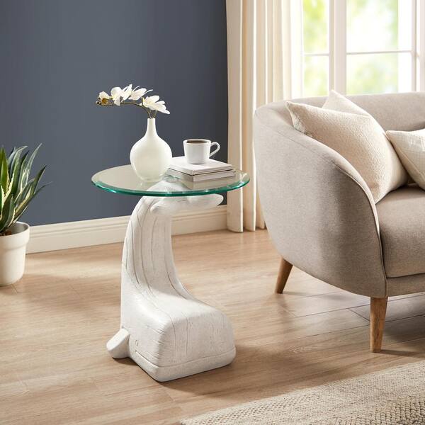 Linon Home Decor Willis Whale 20 in. Distressed Whitewash