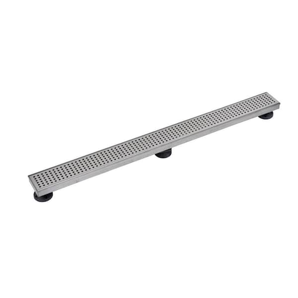 OATEY Designline 40 in. Stainless Steel Linear Shower Drain with Square Pattern Drain Cover
