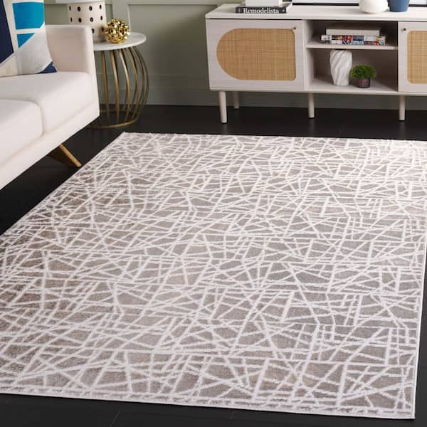 Maya Taupe/Gray 4 ft. x 6 ft. Abstract Distressed Area Rug