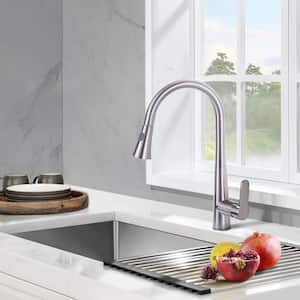 Single Handle Pull Down Sprayer Kitchen Faucet in Brushed Nickel with CUPC Certification in Stainless Steel