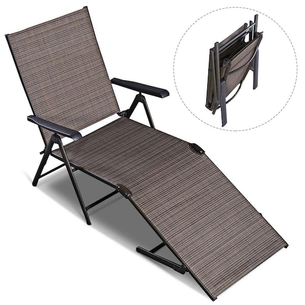 SUNRINX Metal Adjustable Outdoor Chaise Lounge with 5 Reclining Positions