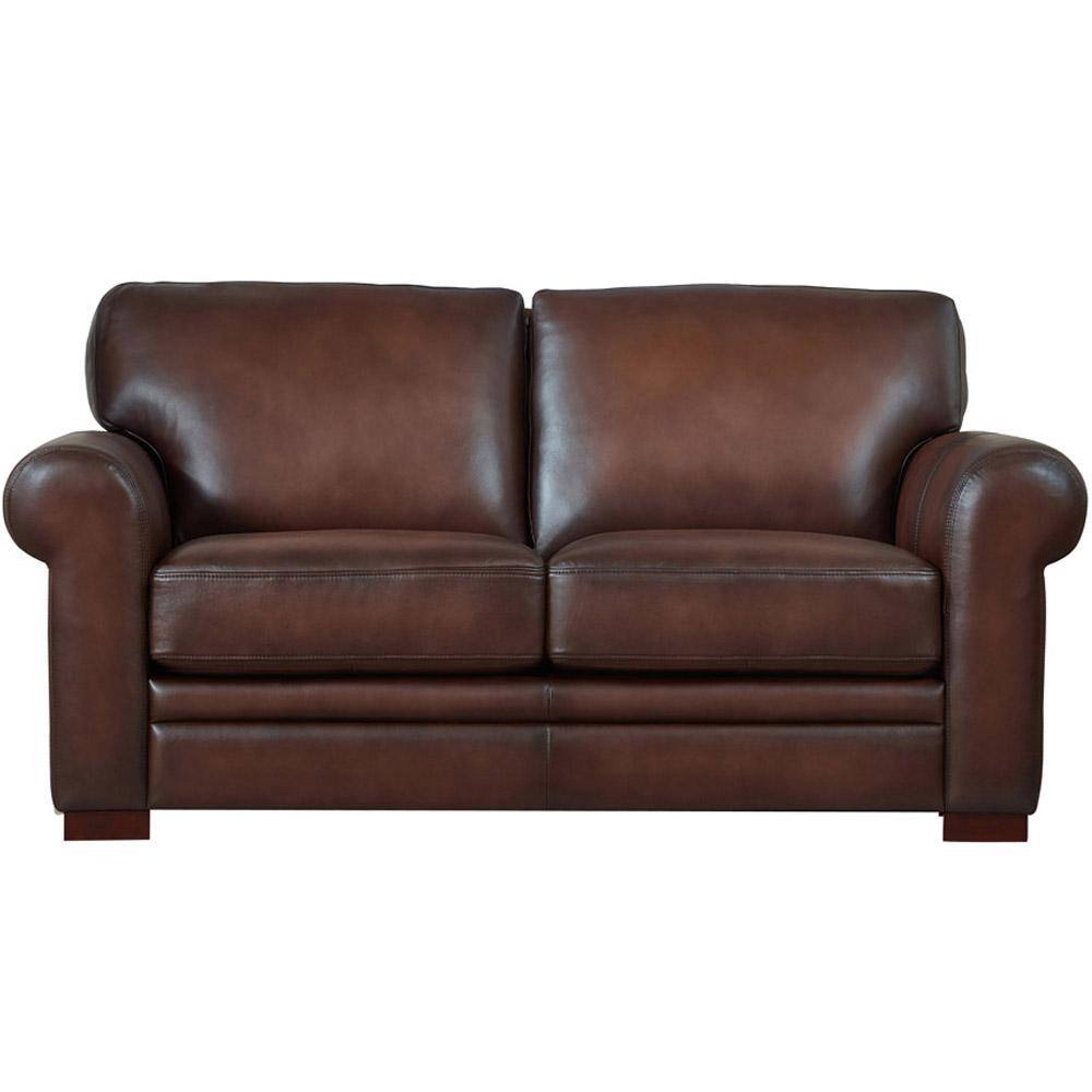 Brookfield 70 in. Caramel Brown Top Grain Leather 2Seater Loveseat with Removable Cushions 6973