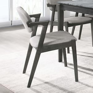 Stevie Brown Grey and Black Side Chairs with Demi Arm (Set of 2)