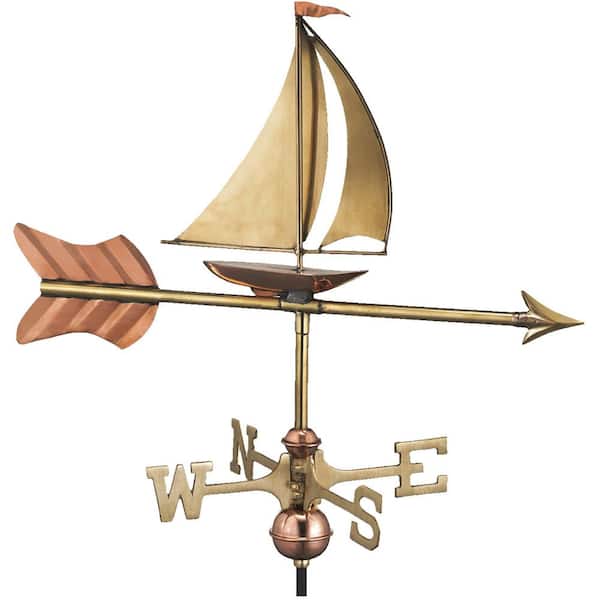 Sailboat Garden Weathervane - Pure Copper with Garden Pole