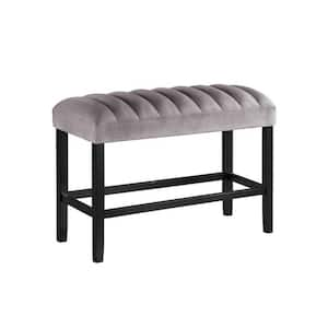 Gray and Black 46 in. Backless Counter Height Bedroom Bench with Wooden Frame