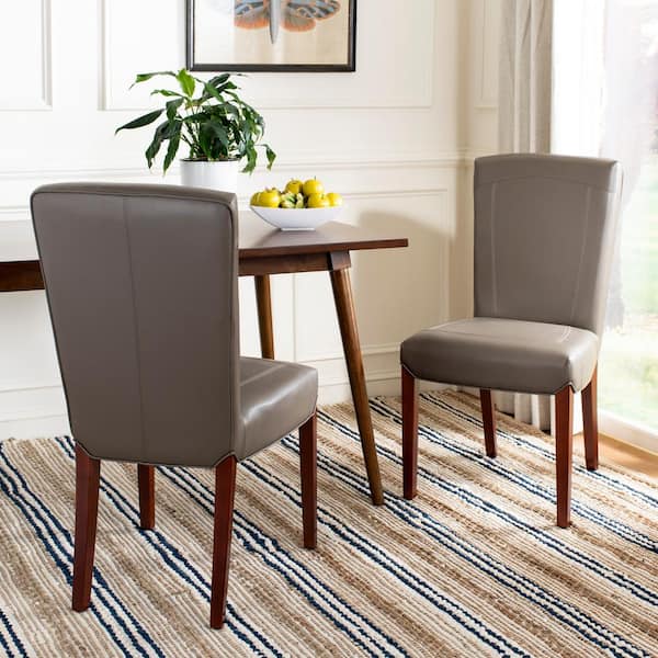 Ken Dark Beige Leather Side Chair (Set of 2)