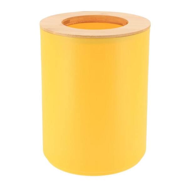EVIDECO French home goods Padang Bathroom Trash Can Padang Bamboo Top 1.3 Gal - Stylish and Sustainable 5L Yellow