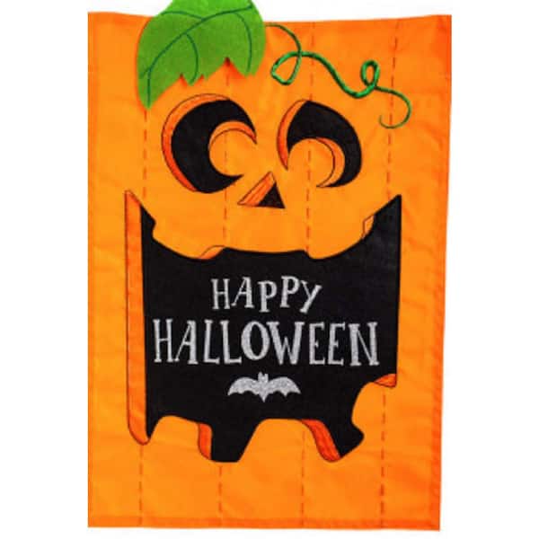 Meadow Creek 1 ft. x 1-1/2 ft. Happy Halloween Applique 2-Sided Garden Flag
