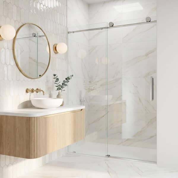 【真作】クリストファーイーガン shower room ジークレー VIGO Elan 56 to 60 in. W x 76 in. H Frameless Sliding Shower Door