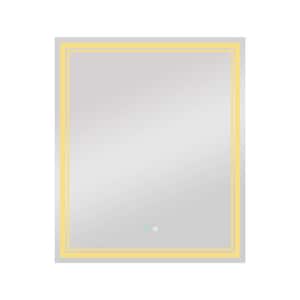 30 in. W x 36 in. H Rectangular Framed Anti-Fog LED Dimmable Wall Bathroom Vanity Mirror in Natural White