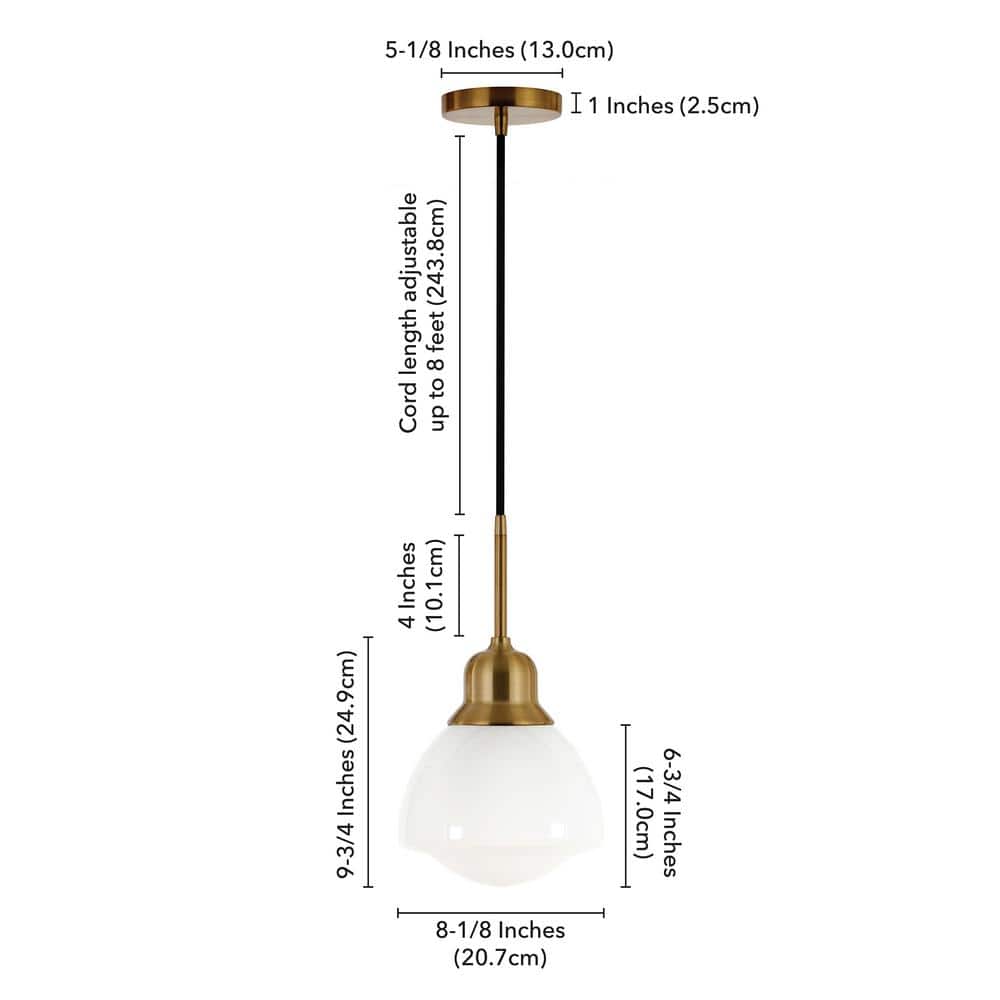 Contemporary Brass and Glass Globe Pendant Light