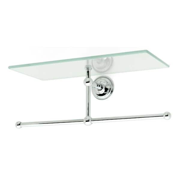 Ginger London Terrace 12 in. L x 5 in. H x 5 in. Shelf with Towel Bar in Polished Chrome