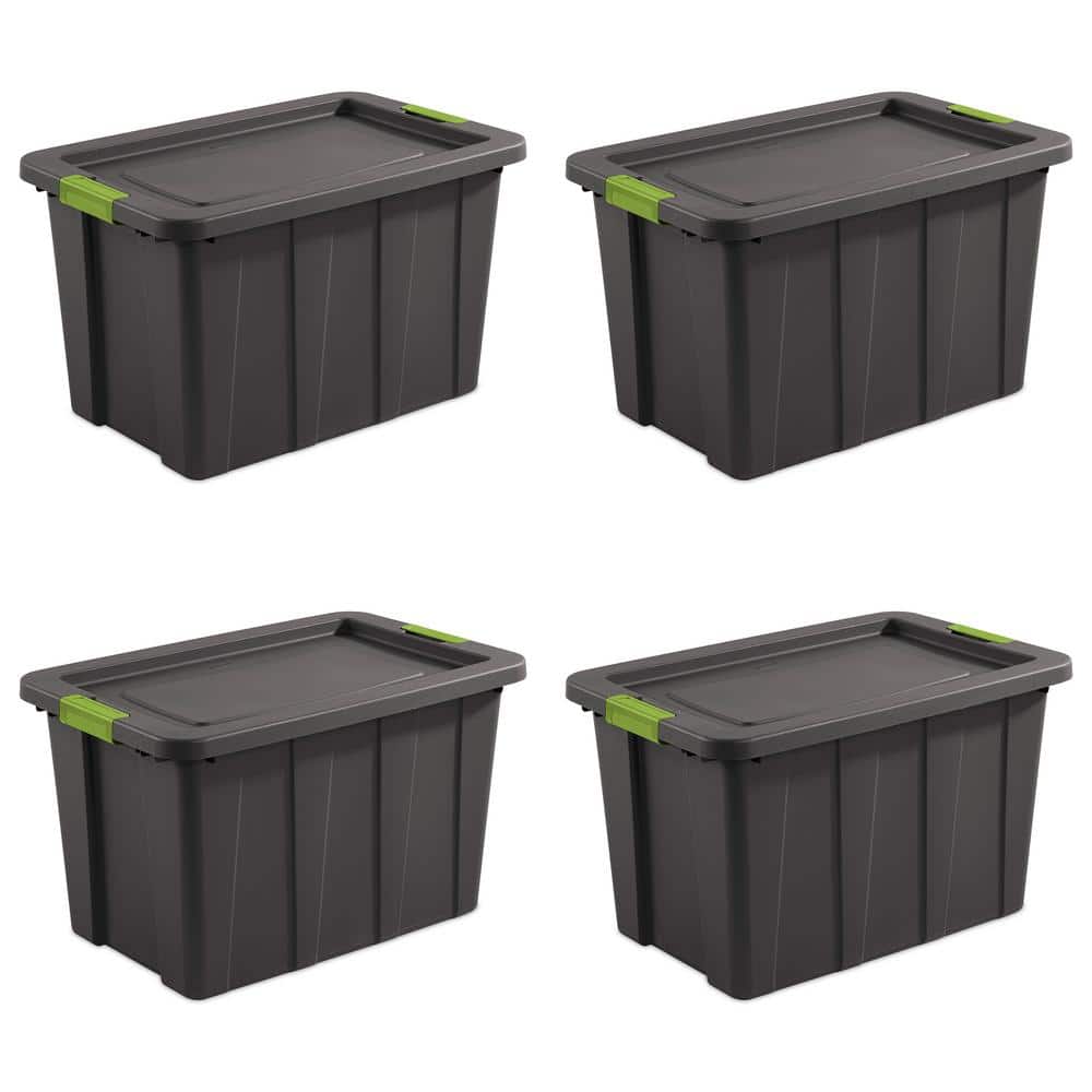 Latching 30 Gal. Plastic Storage Bin Container and Lid (4-Pack)