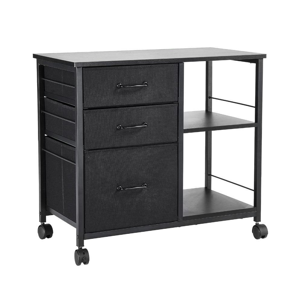 Metal File Cabinet with 3 Fabric Drawers and 2 Open Shelves, 29.53 x 15.75 x 26.77 in. Rolling Vertical Storage, Black price history on PriceWatchPro