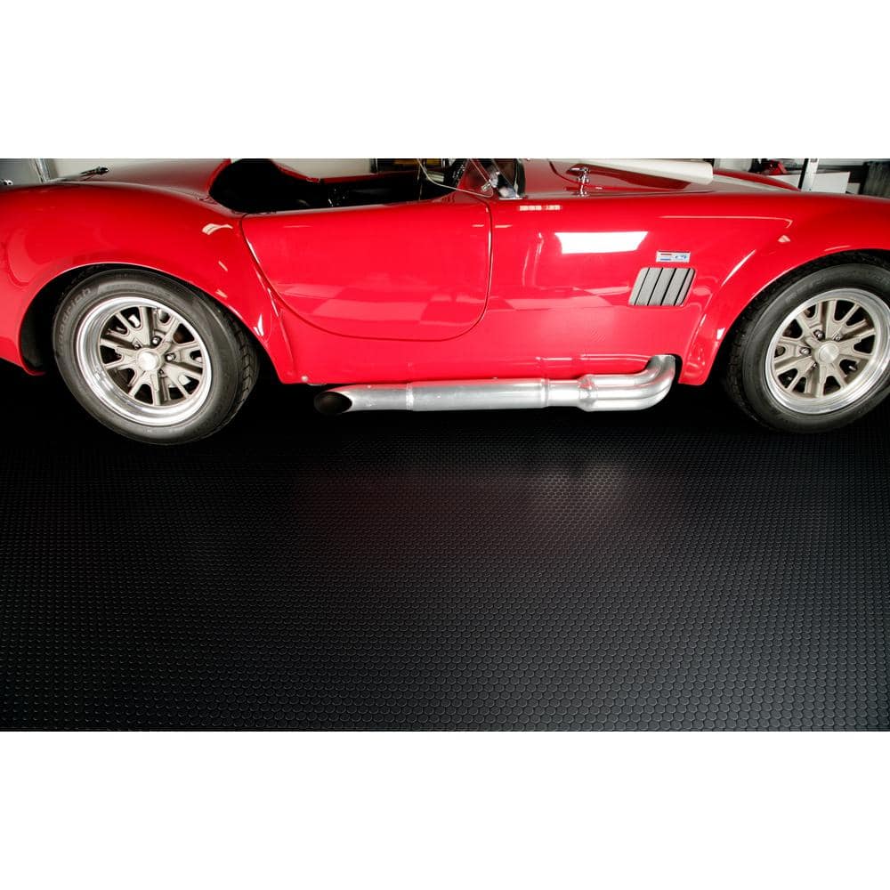 Midnight Black Small Coin Pattern Vinyl Garage Flooring Mat