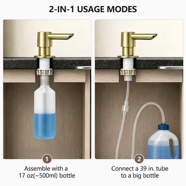 BWE Kitchen Sink Soap Dispenser with Check Valve Extension Tube