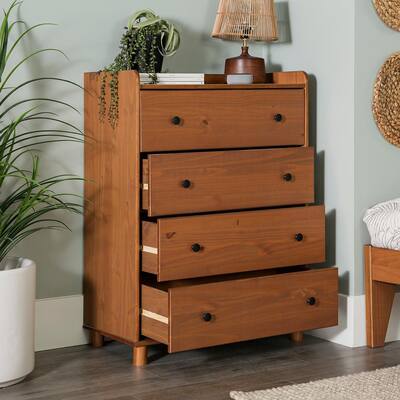 16 in W. 4-Drawer Caramel Solid Wood Chest Dresser