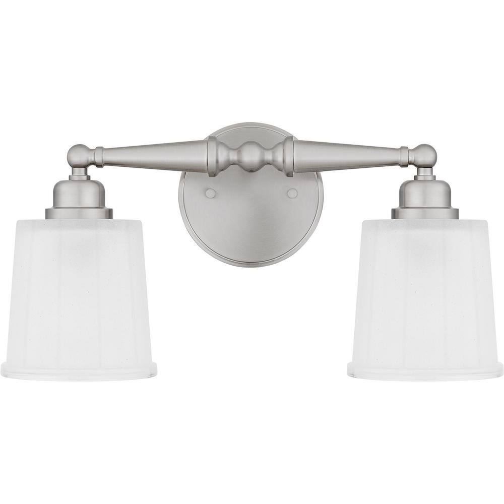 Cecilia Brushed Nickel 2-Light Vanity with Sandblasted Glass Shades