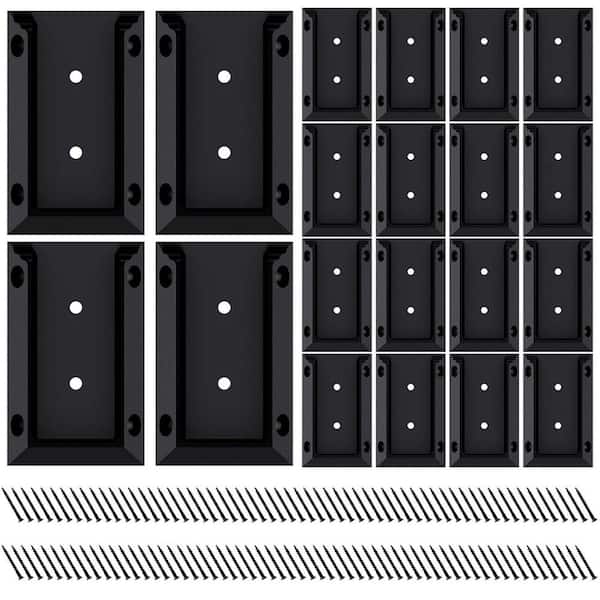 0.87 in. W x 12.44 in. H 2 x 4 Hard Rubber Deck Railing Brackets with Coating Screws, Black, 20 Pieces