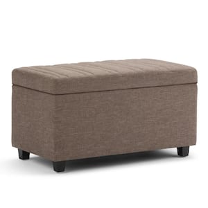 Darcy 34 in. Contemporary Storage Ottoman in Fawn Brown Linen Look Fabric