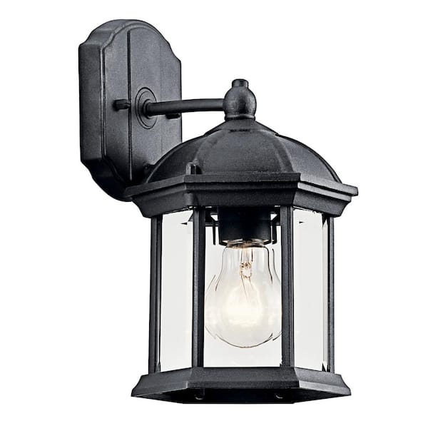 KICHLER Barrie 10.25 in. 1-Light Black Outdoor Hardwired Wall Lantern Sconce with No Bulbs Included (1-Pack)