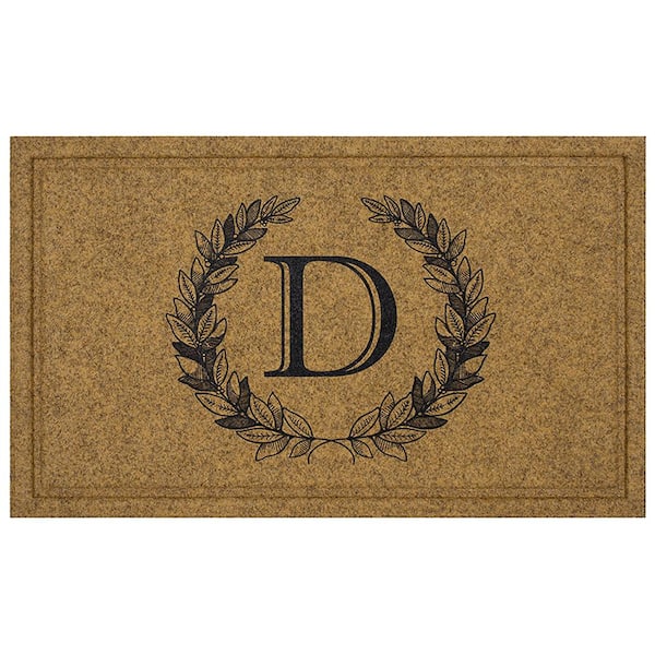 Mohawk Home Laurel Multi 24 in. x 36 in. Faux Coir Monogrammed D Door Mat