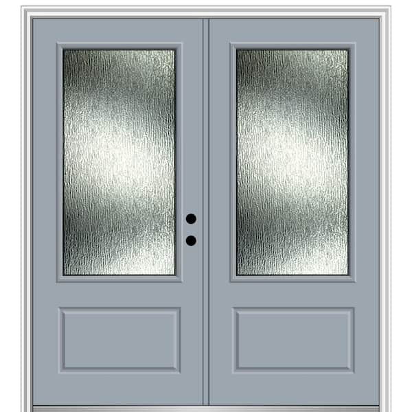 MMI Door 72 in. x 80 in. Left-Hand Inswing Rain Glass Storm Cloud Fiberglass Prehung Front Door on 4-9/16 in. Frame