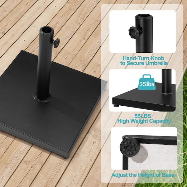 55 lbs. Square Cement Patio Umbrella Base in Black