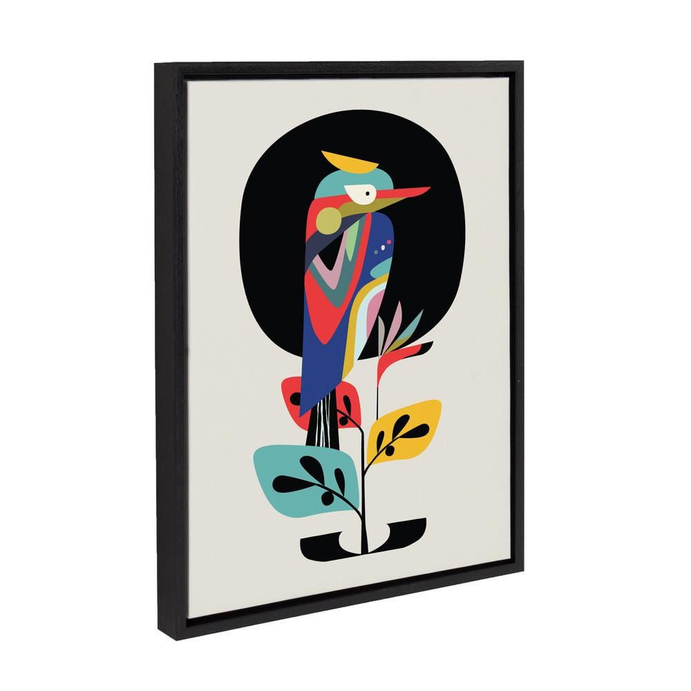 24" x 18" Colorful Tropical Kookaburra Canvas Art with Black Frame