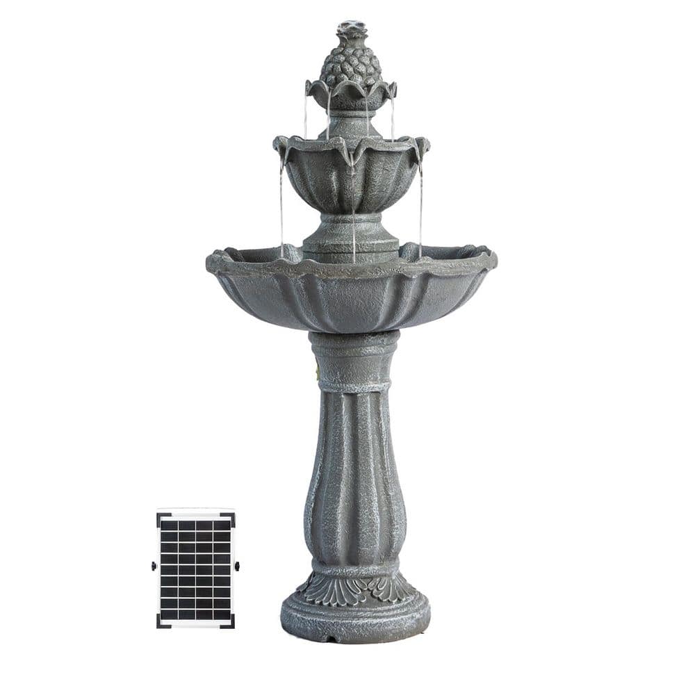 36.2 in. 2-Tier Outdoor Freestanding Solar Water Fountain - Classic Design, Grey Resin Bird Bath with Pump price history on PriceWatchPro