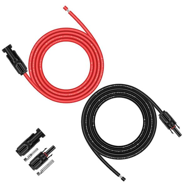 10FT 10AWG (6sq. mm) Solar Extension Cable with Male & Female Connectors-Red & Black Wire for Solar Panel Wiring