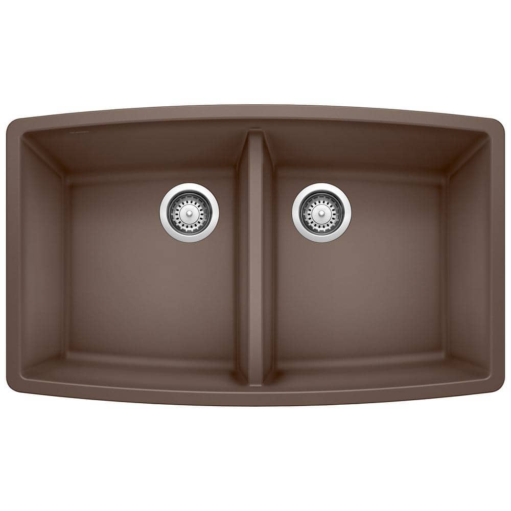 Performa Undermount Granite 33 in. x 20 in. 50/50 Double Bowl Kitchen Sink 