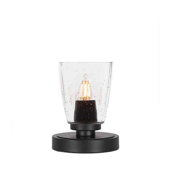 Unbranded Quincy 7 in. Matte Black Accent Lamp with Glass Shade