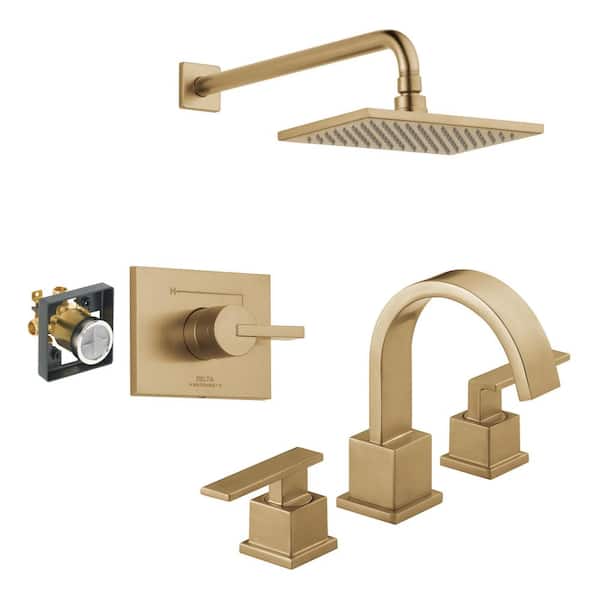 Vero Gold 1-Spray Shower Faucet with 8 in. Widespread Double Handle Bathroom Faucet in Champagne Bronze