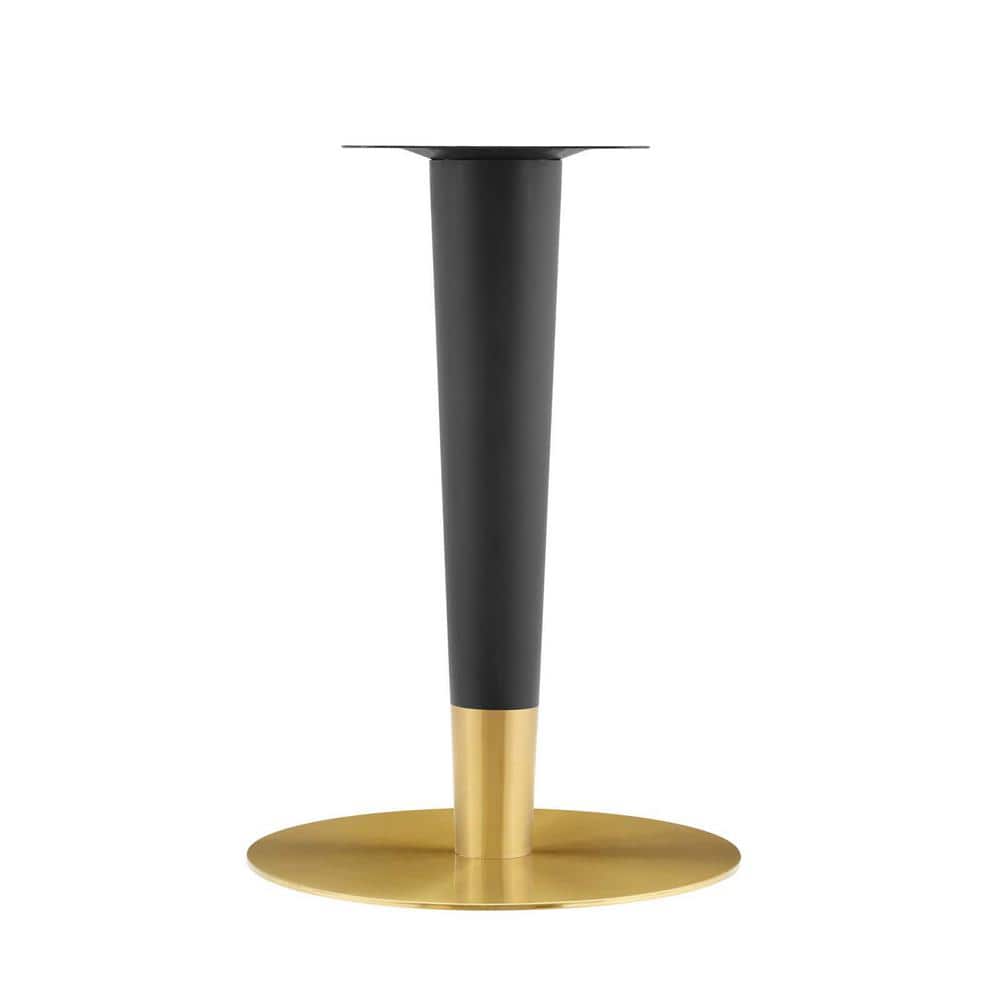 Zinque 24" White MDF Square Dining Table with Black and Gold Pedestal Base