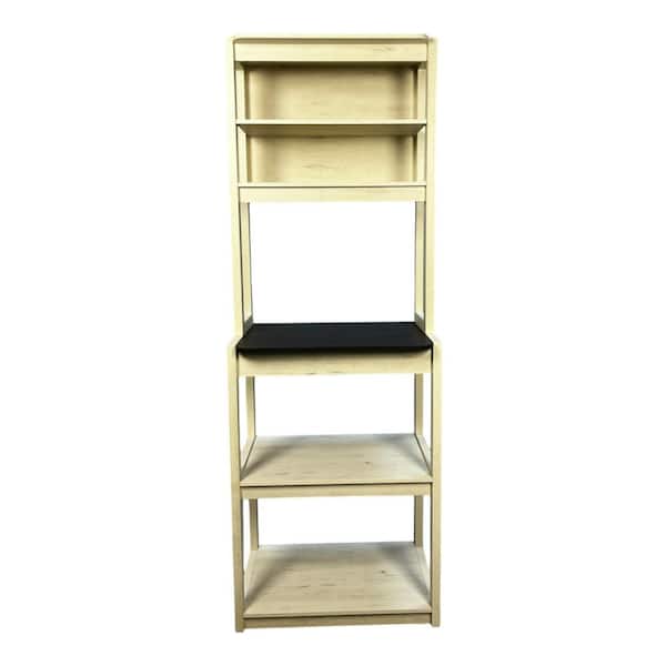 Tileon 23.62 in. White and Black Bakers Rack for Kitchen with Storage, Coffee Bar, 5-Tier Kitchen Shelves, Microwave Stand