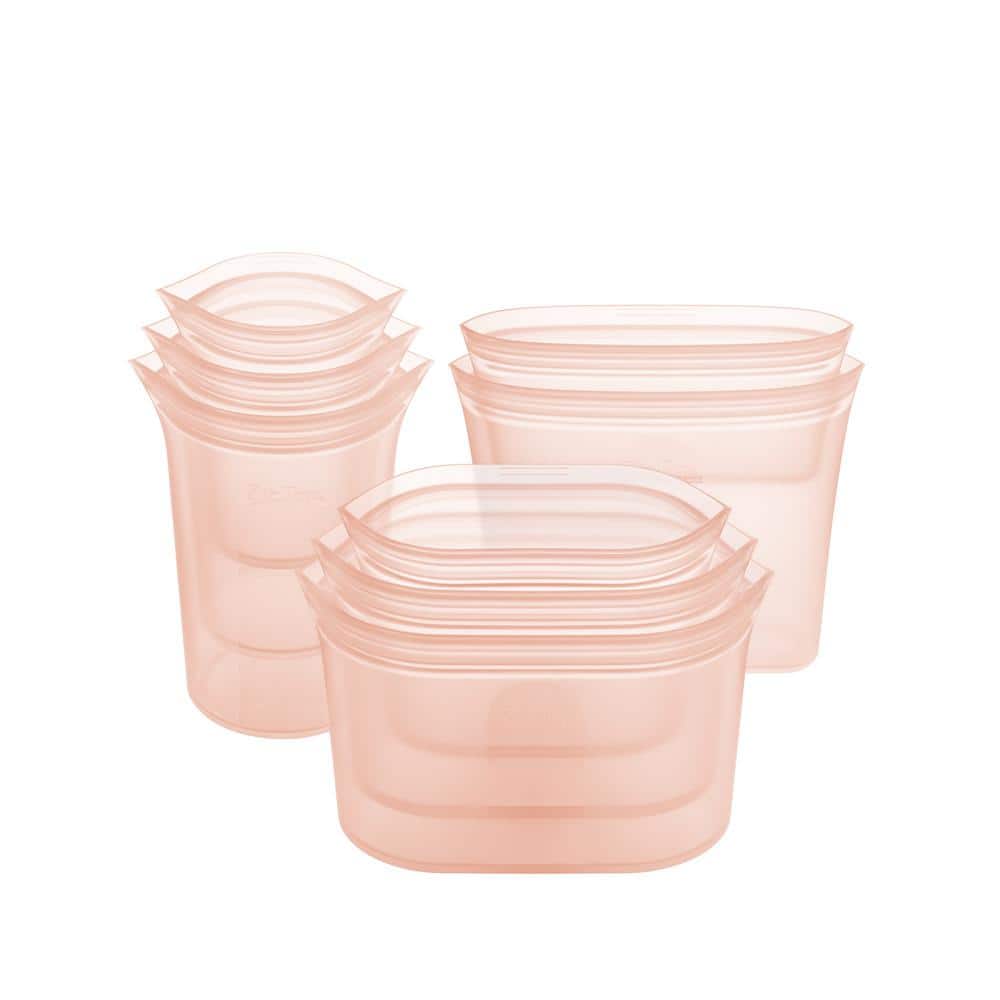 Zip Top Reusable Silicone 2-Piece Bag Set - Sandwich 24 oz., Snack 4 oz.  Zippered Storage Containers in Peach, Pink - Yahoo Shopping