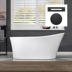 Wayne 67 in. Acrylic FlatBottom Single Slipper Bathtub with Oil Rubbed Bronze Overflow and Drain Included in White