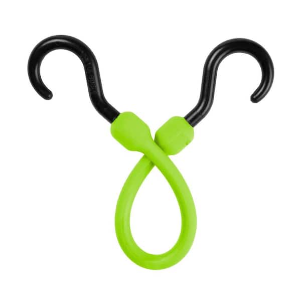 The Perfect Bungee 12 in. Polyurethane Bungee Cord with Molded Nylon Hooks in Safety Green