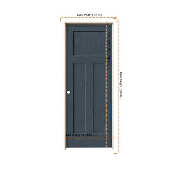 JELD-WEN 32 in. x 80 in. Craftsman Denim Stain Right-Hand Solid