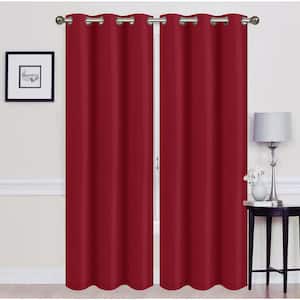 Silver Grommets Panels 100% Blackout 3 Layered Bay Window Curtain 1 Burgundy 