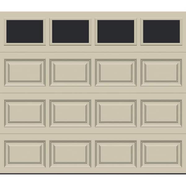 Clopay Classic Steel Short Panel 8 ft. x 7 ft. Insulated 12.9 R-Value Desert Tan Garage Door with windows