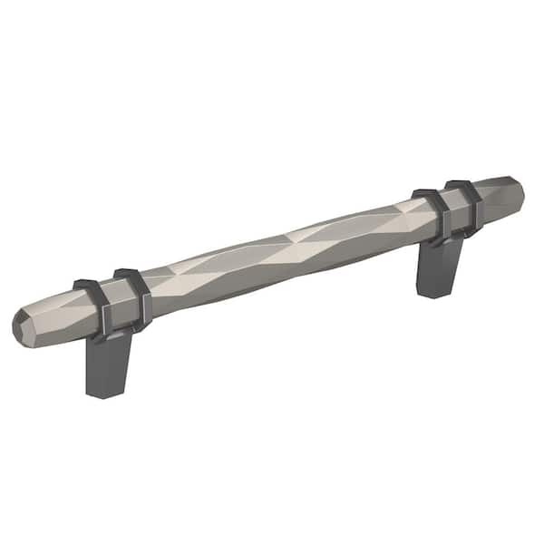 Amerock London 5-1/16 in. (128mm) Modern Satin Nickel/Black Chrome Bar Cabinet Pull