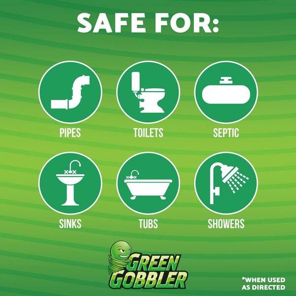 Green Gobbler Drain Clog Dissolver, Drain Opener-Cleaner ,Toilet Clog Remover, 3