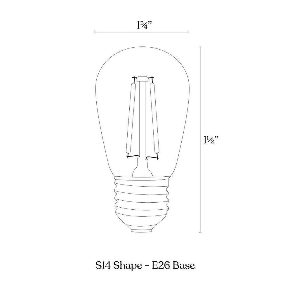 Clear Dimmable LED Edison Bulbs for Outdoor String Lights, 15-Pack
