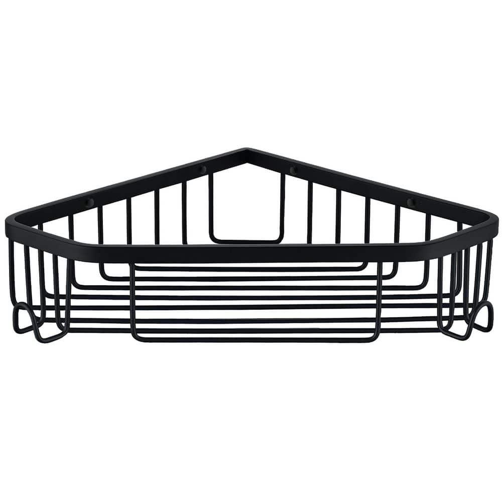 Wall Mounted Corner Shower Caddy Shower Basket with 2 Hooks in Stainless Steel Matte Black price history on PriceWatchPro