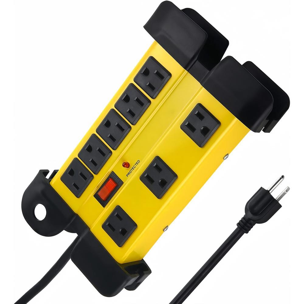 6 ft. Extension Cord 8-Outlets Heavy Duty Power Strip Surge Protector in Ye